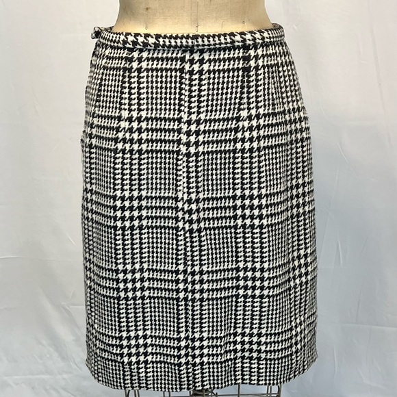 VINTAGE 60s wool houndstooth plaid mini midi straight pencil skirt classic - Picture 4 of 9